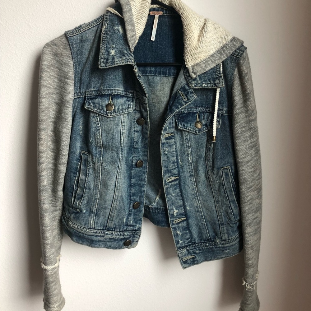 Free People Denim Knit Jacket